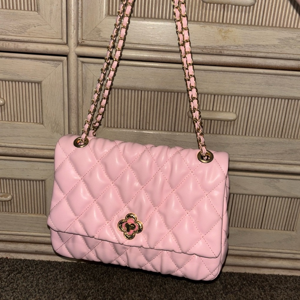 Pink quilted purse